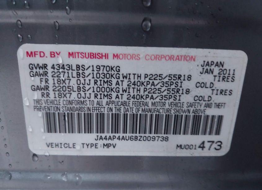 Photo 9 of 2011 Mitsubishi Outlander SPORT SE (VIN JA4AP4AU6BZ009738)