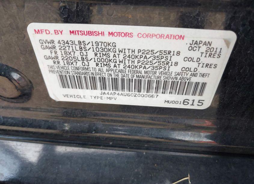 Photo 9 of 2012 Mitsubishi Outlander SPORT SE (VIN JA4AP4AU6CZ000667)