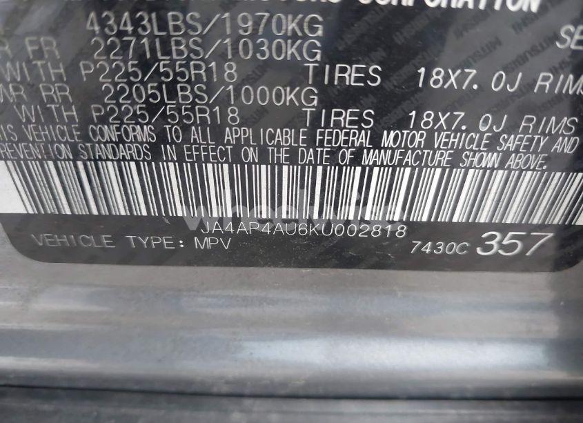 Photo 9 of 2019 Mitsubishi Outlander SPORT 2.0 SE (VIN JA4AP4AU6KU002818)