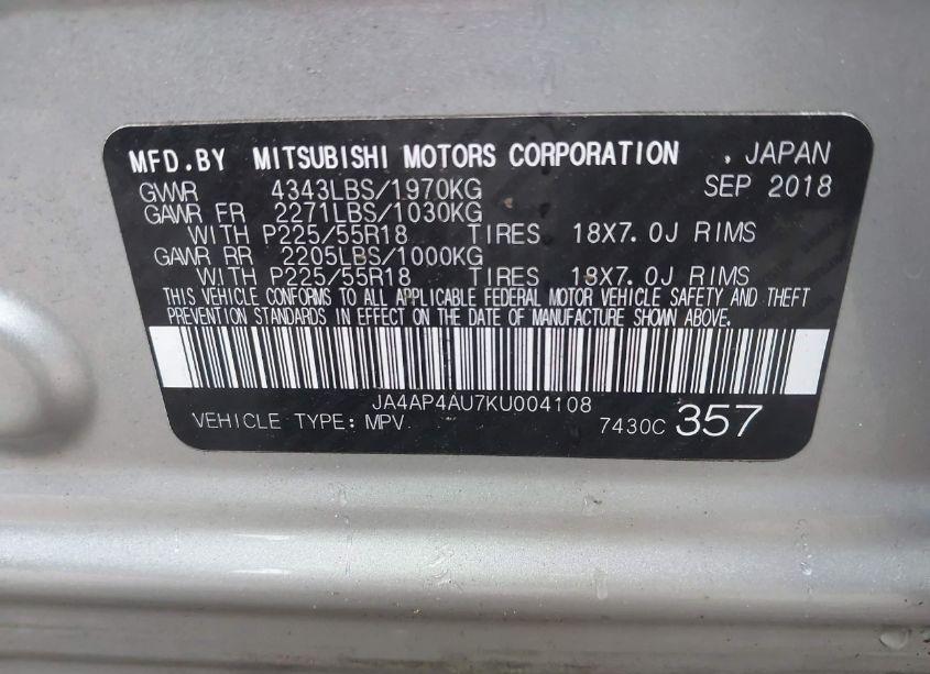 Photo 9 of 2019 Mitsubishi Outlander SPORT 2.0 SE (VIN JA4AP4AU7KU004108)