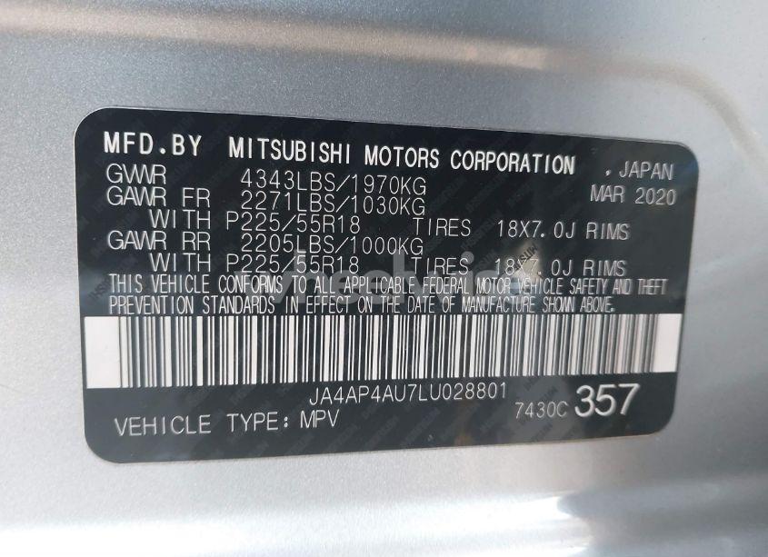 Photo 9 of 2020 Mitsubishi Outlander SPORT 2.0 SE (VIN JA4AP4AU7LU028801)