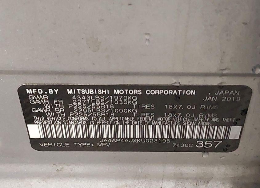 Photo 9 of 2019 Mitsubishi Outlander SPORT 2.0 SE (VIN JA4AP4AUXKU023106)