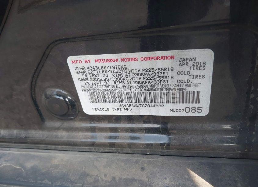 Photo 9 of 2016 Mitsubishi Outlander SPORT 2.4 GT (VIN JA4AP4AW7GZ044832)