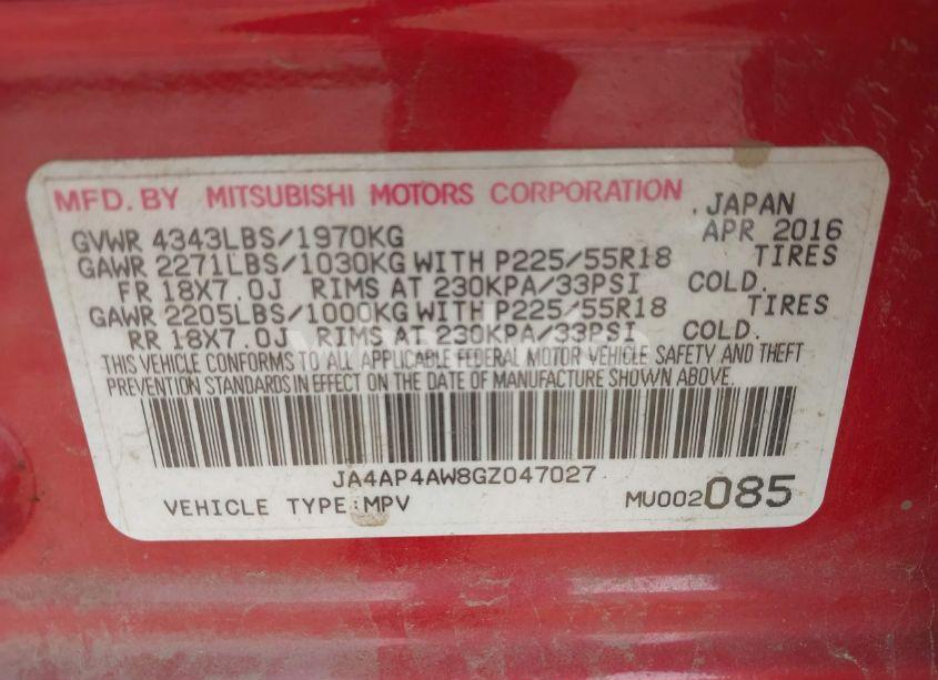 Photo 9 of 2016 Mitsubishi Outlander SPORT 2.4 GT (VIN JA4AP4AW8GZ047027)