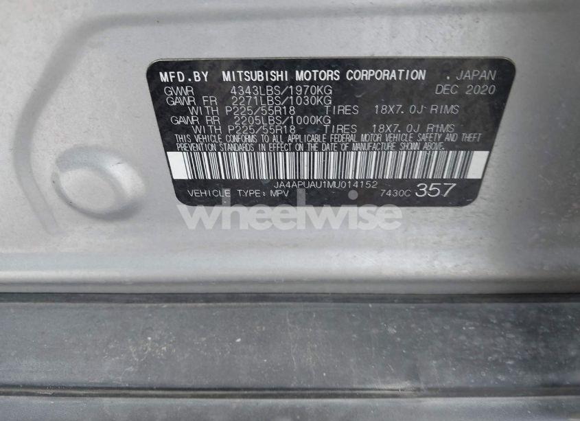 Photo 9 of 2021 Mitsubishi Outlander SPORT 2.0 BE 2WD/2.0 ES 2WD/2.0 LE 2WD/2.0 S 2WD (VIN JA4APUAU1MU014152)