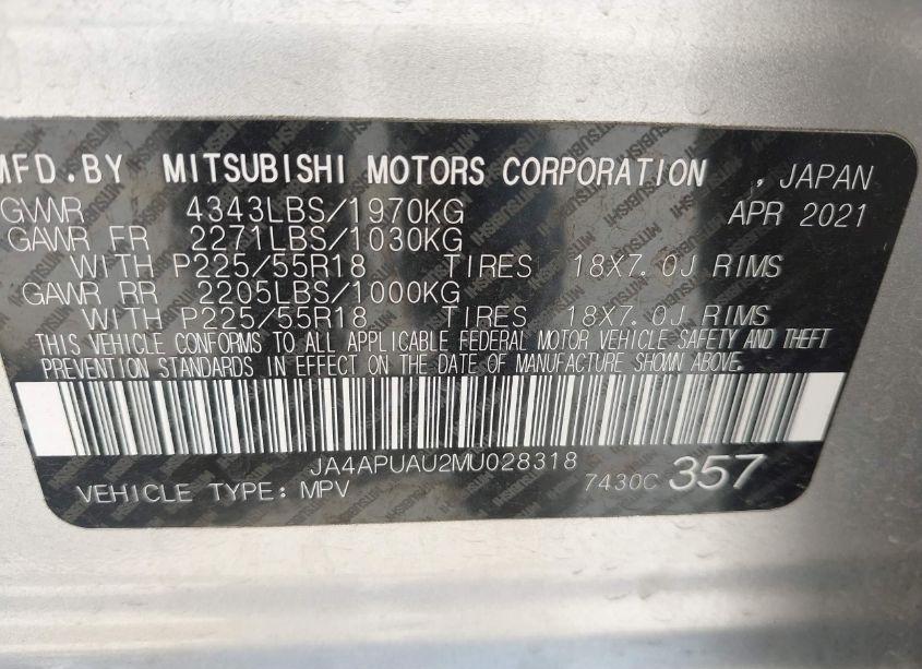 Photo 9 of 2021 Mitsubishi Outlander SPORT 2.0 BE 2WD/2.0 ES 2WD/2.0 LE 2WD/2.0 S 2WD (VIN JA4APUAU2MU028318)