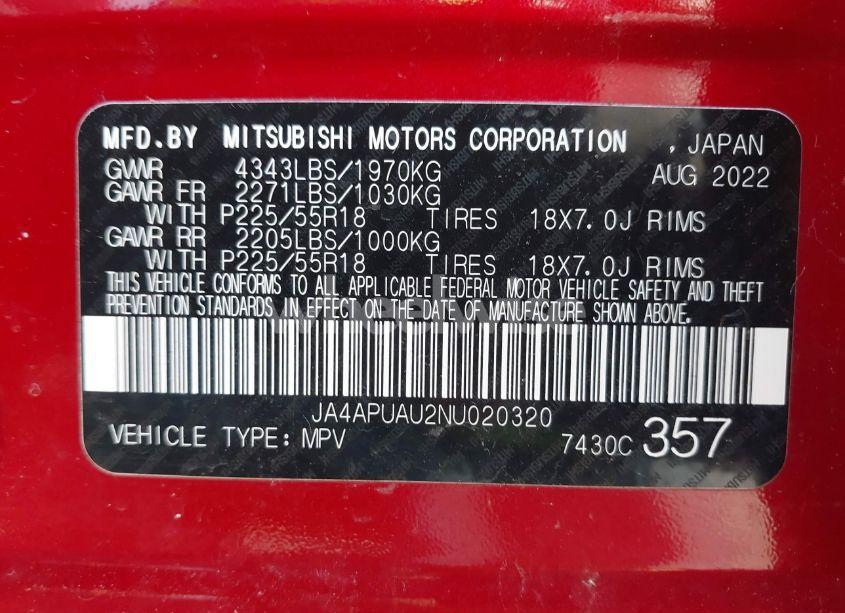 Photo 9 of 2022 Mitsubishi Outlander SPORT 2.0 BE 2WD/2.0 ES 2WD/2.0 LE 2WD/2.0 S 2WD (VIN JA4APUAU2NU020320)