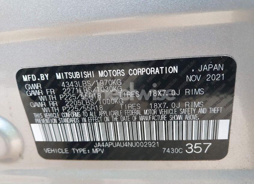 Photo 9 of 2022 Mitsubishi Outlander SPORT 2.0 BE 2WD/2.0 ES 2WD/2.0 LE 2WD/2.0 S 2WD (VIN JA4APUAU4NU002921)