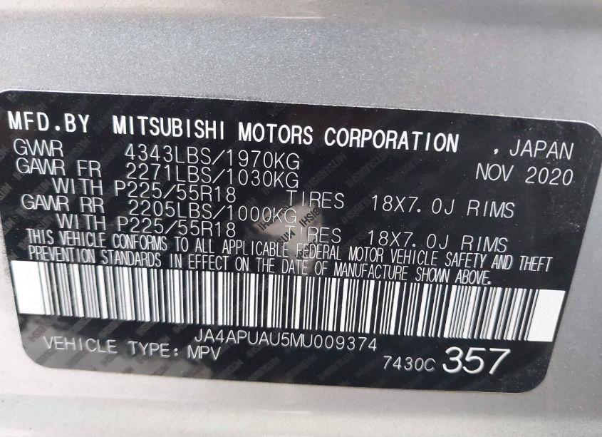 Photo 9 of 2021 Mitsubishi Outlander SPORT 2.0 BE 2WD/2.0 ES 2WD/2.0 LE 2WD/2.0 S 2WD (VIN JA4APUAU5MU009374)