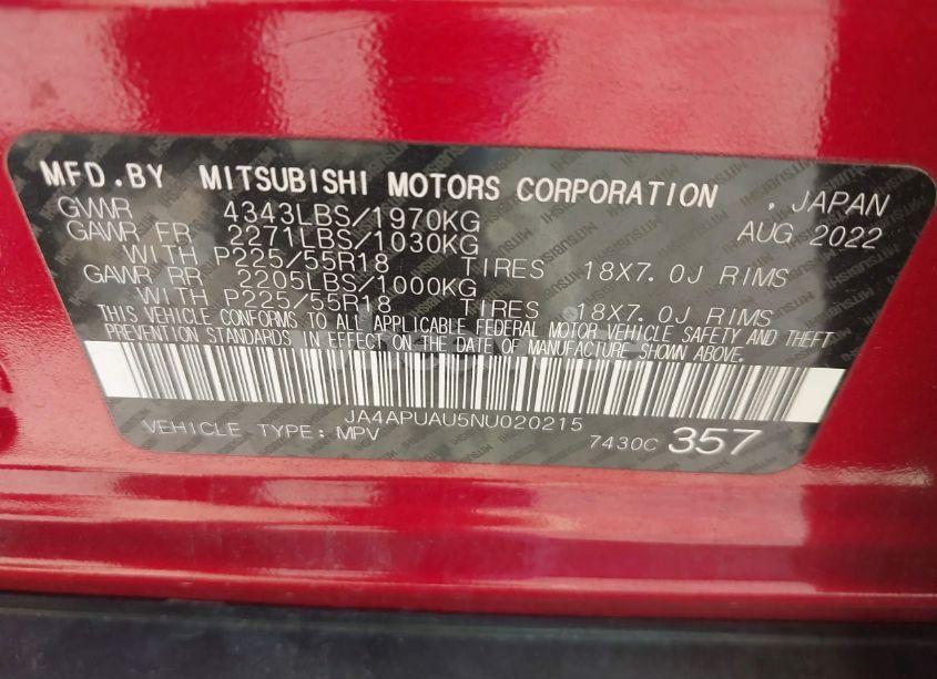 Photo 9 of 2022 Mitsubishi Outlander SPORT 2.0 BE 2WD/2.0 ES 2WD/2.0 LE 2WD/2.0 S 2WD (VIN JA4APUAU5NU020215)