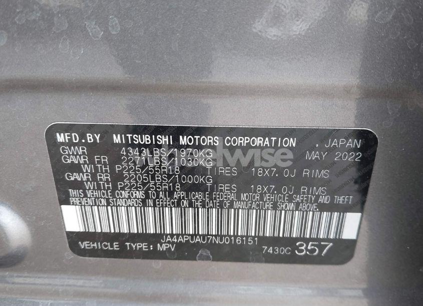 Photo 9 of 2022 Mitsubishi Outlander SPORT 2.0 LE 2WD (VIN JA4APUAU7NU016151)