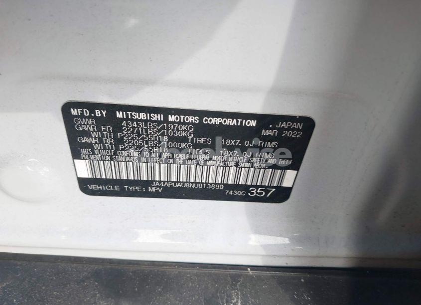 Photo 9 of 2022 Mitsubishi Outlander SPORT 2.0 BE 2WD/2.0 ES 2WD/2.0 LE 2WD/2.0 S 2WD (VIN JA4APUAU8NU013890)