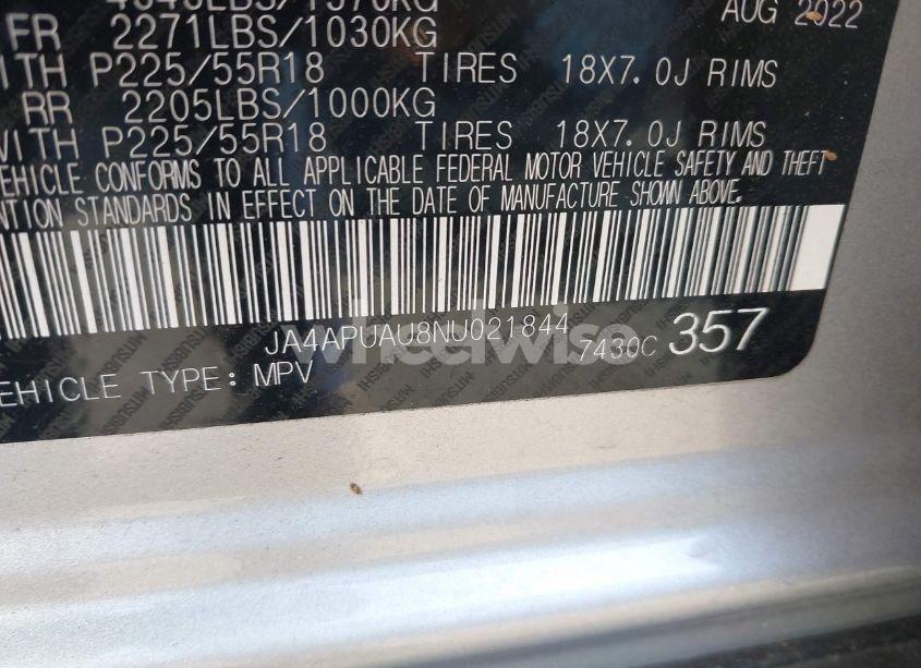 Photo 9 of 2022 Mitsubishi Outlander SPORT (VIN JA4APUAU8NU021844)