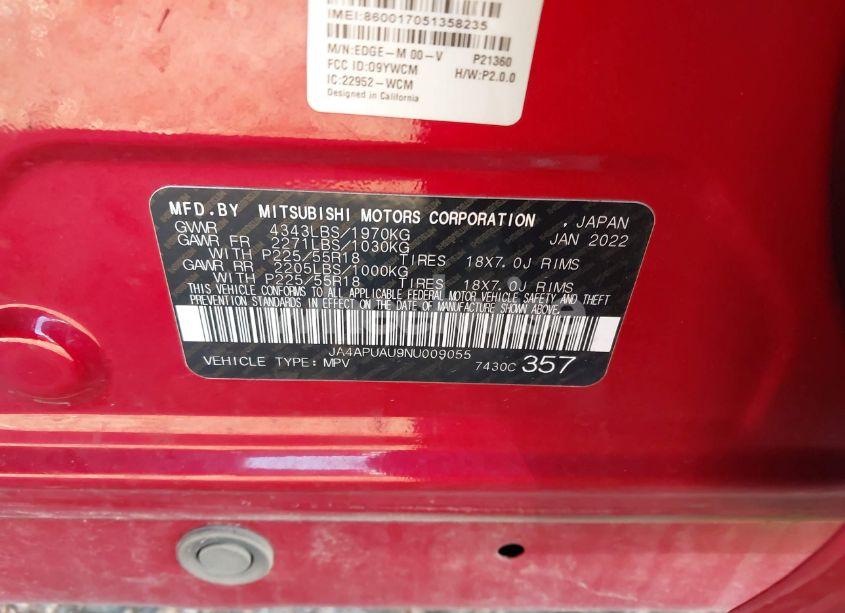Photo 9 of 2022 Mitsubishi Outlander SPORT 2.0 BE 2WD/2.0 ES 2WD/2.0 LE 2WD/2.0 S 2WD (VIN JA4APUAU9NU009055)