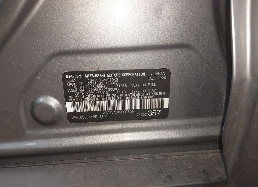 Photo 9 of 2021 Mitsubishi Outlander SPORT 2.0 SE 2WD (VIN JA4APVAU1MU015954)