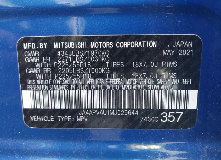 Photo 9 of 2021 Mitsubishi Outlander SPORT 2.0 SE 2WD (VIN JA4APVAU1MU029644)