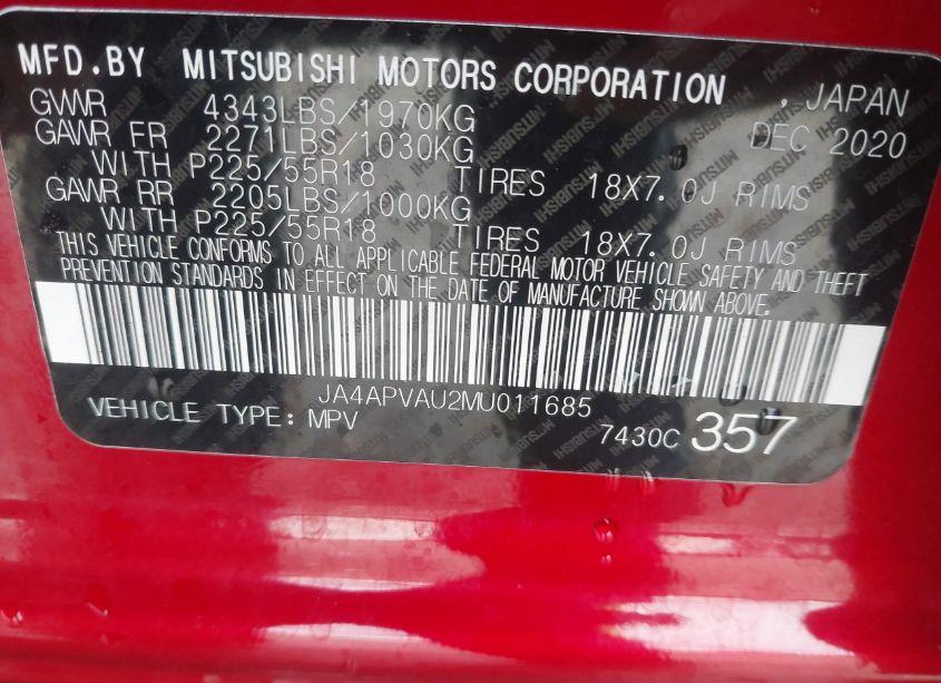 Photo 9 of 2021 Mitsubishi Outlander SPORT 2.0 SE 2WD (VIN JA4APVAU2MU011685)