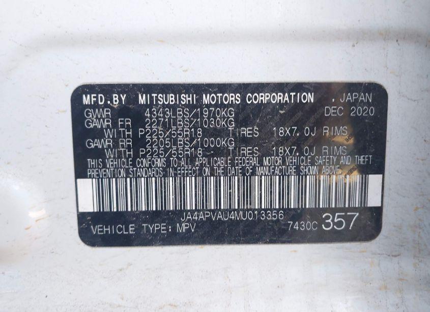 Photo 9 of 2021 Mitsubishi Outlander SPORT 2.0 SE 2WD (VIN JA4APVAU4MU013356)