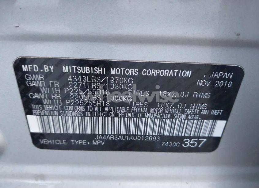 Photo 9 of 2019 Mitsubishi Outlander SPORT 2.0 SE (VIN JA4AR3AU1KU012693)