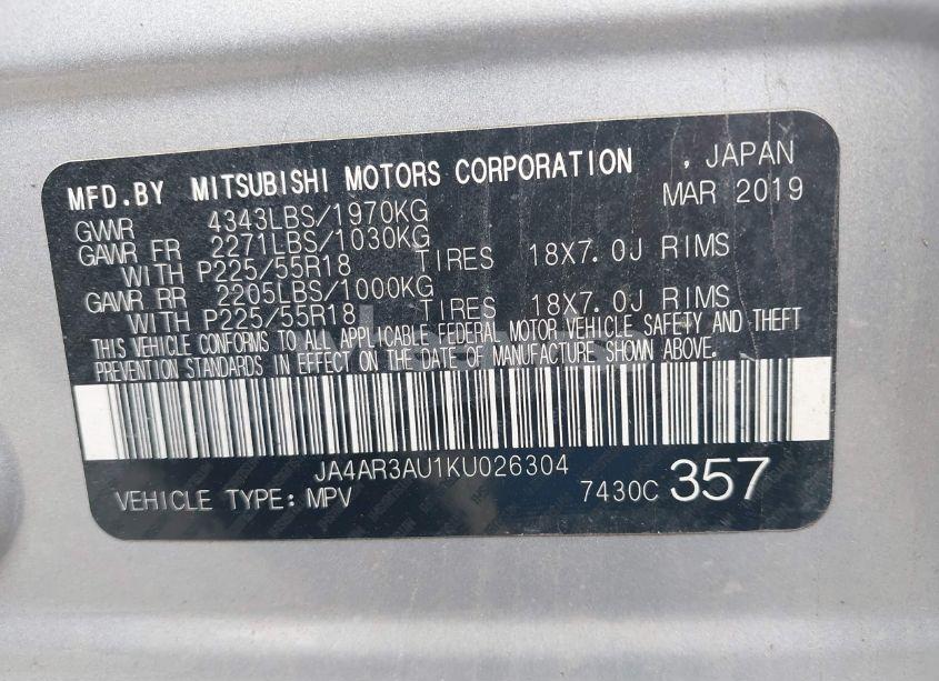 Photo 9 of 2019 Mitsubishi Outlander SPORT 2.0 ES (VIN JA4AR3AU1KU026304)