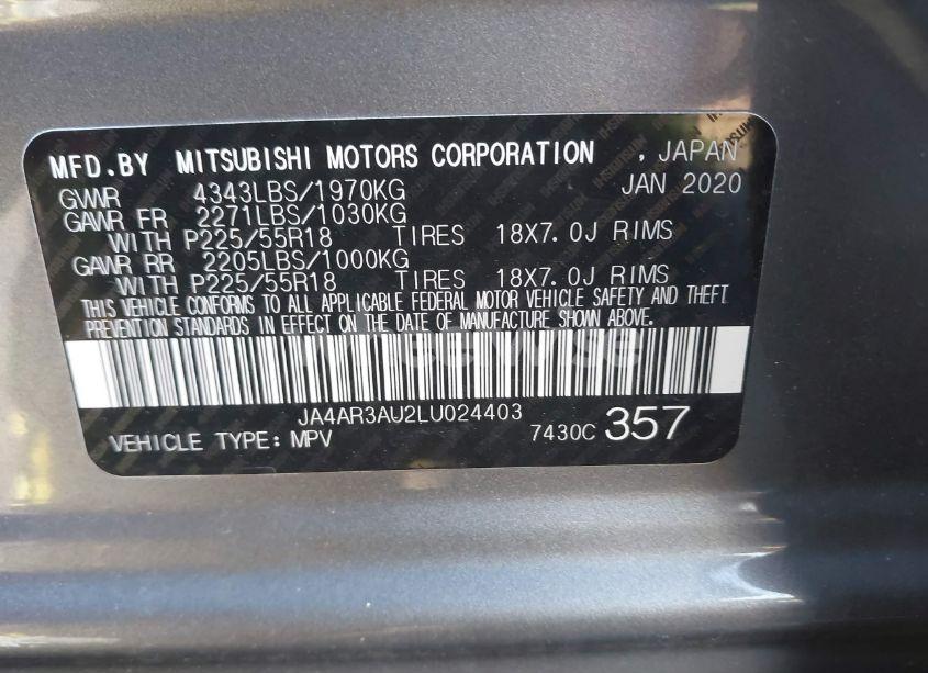 Photo 9 of 2020 Mitsubishi Outlander SPORT 2.0 BE AWC/2.0 ES AWC/2.0 SE AWC/2.0 SP AWC (VIN JA4AR3AU2LU024403)