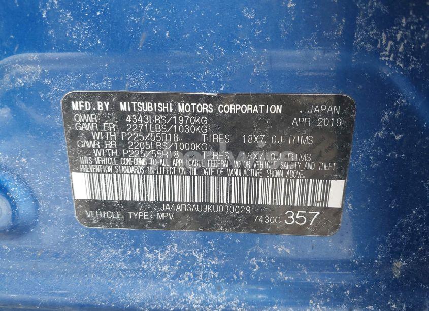 Photo 9 of 2019 Mitsubishi Outlander SPORT 2.0 ES (VIN JA4AR3AU3KU030029)