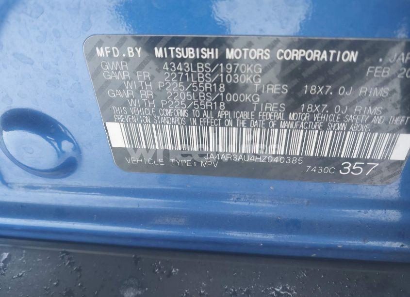 Photo 9 of 2017 Mitsubishi Outlander SPORT 2.0 ES (VIN JA4AR3AU4HZ040385)