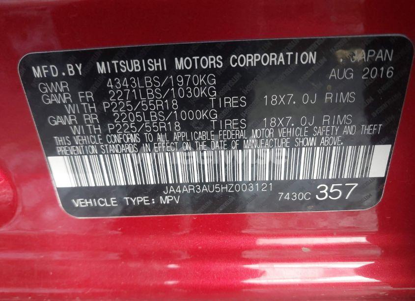 Photo 9 of 2017 Mitsubishi Outlander SPORT 2.0 ES/2.0 LE (VIN JA4AR3AU5HZ003121)