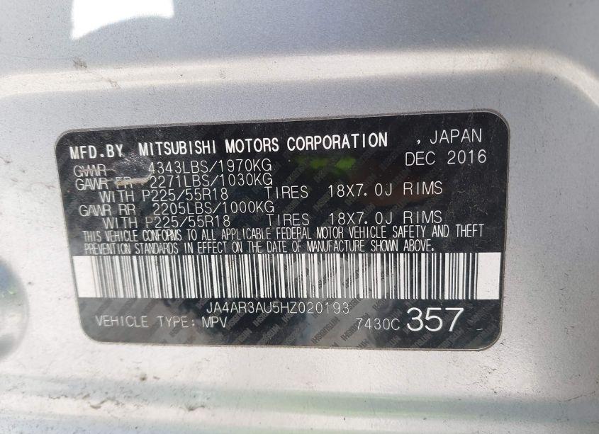 Photo 9 of 2017 Mitsubishi Outlander SPORT 2.0 ES/2.0 LE (VIN JA4AR3AU5HZ020193)