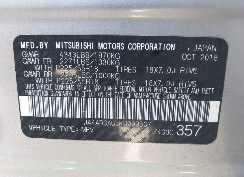 Photo 9 of 2019 Mitsubishi Outlander SPORT 2.0 LE (VIN JA4AR3AU5KU009537)