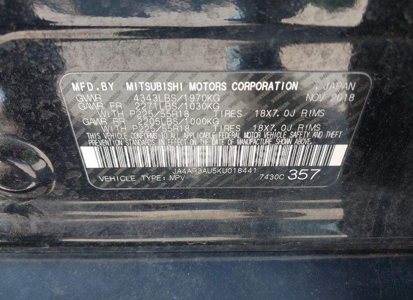 Photo 9 of 2019 Mitsubishi Outlander SPORT 2.0 SP (VIN JA4AR3AU5KU016441)