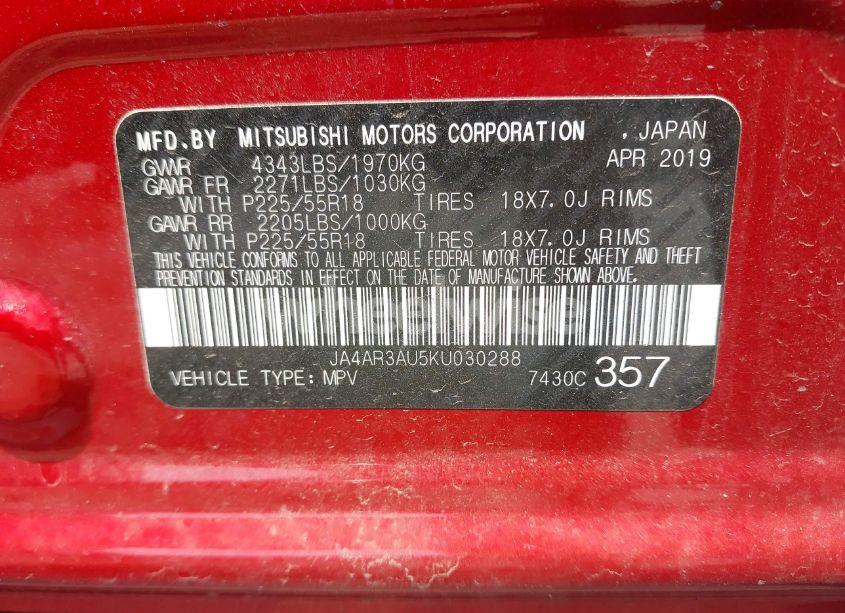 Photo 9 of 2019 Mitsubishi Outlander SPORT 2.0 LE (VIN JA4AR3AU5KU030288)