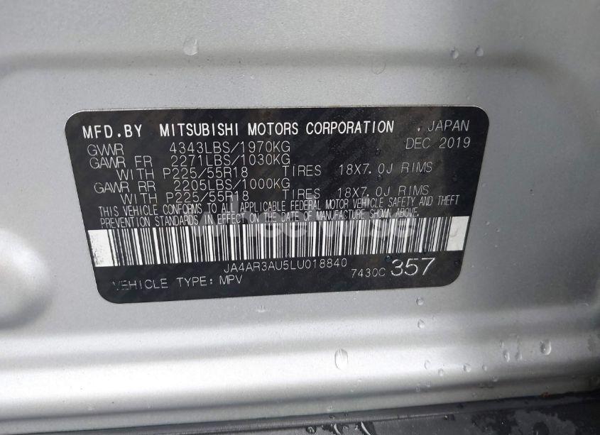 Photo 9 of 2020 Mitsubishi Outlander SPORT 2.0 SE (VIN JA4AR3AU5LU018840)