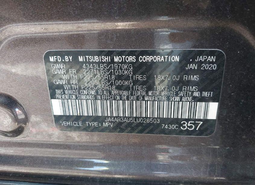 Photo 9 of 2020 Mitsubishi Outlander SPORT 2.0 SE AWC (VIN JA4AR3AU5LU026503)