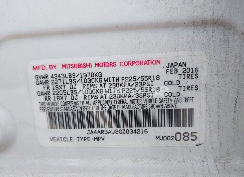 Photo 9 of 2016 Mitsubishi Outlander SPORT 2.0 ES (VIN JA4AR3AU8GZ034216)