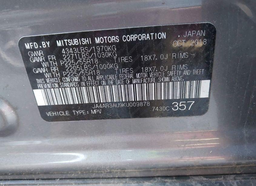 Photo 9 of 2019 Mitsubishi Outlander SPORT 2.0 ES (VIN JA4AR3AU9KU009878)