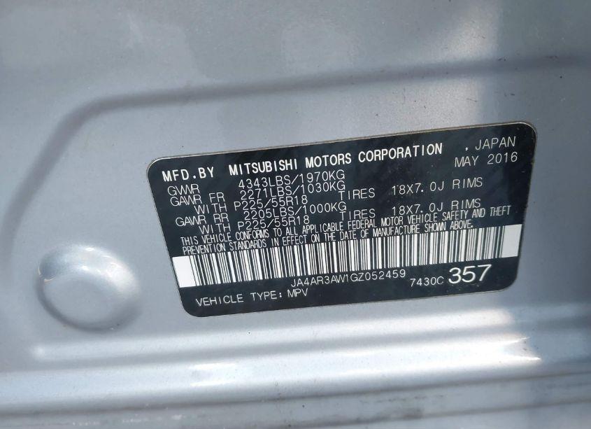 Photo 9 of 2016 Mitsubishi Outlander SPORT (VIN JA4AR3AW1GZ052459)