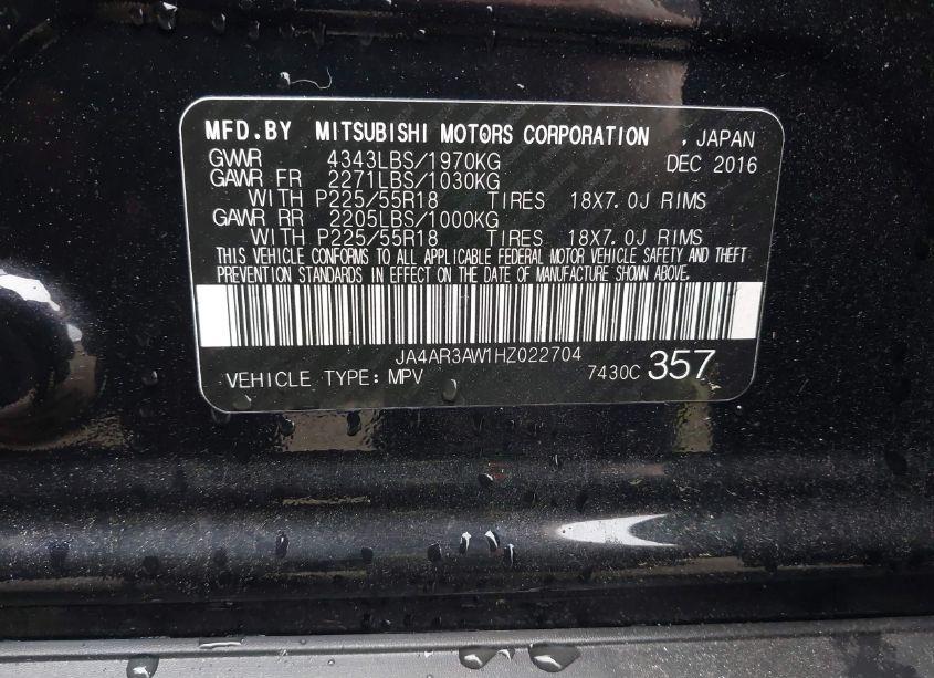 Photo 9 of 2017 Mitsubishi Outlander SPORT 2.4 SE (VIN JA4AR3AW1HZ022704)