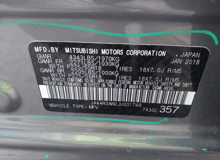 Photo 9 of 2018 Mitsubishi Outlander SPORT 2.4 SE (VIN JA4AR3AW2JU001749)