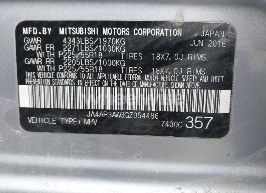 Photo 9 of 2016 Mitsubishi Outlander SPORT 2.4 SE (VIN JA4AR3AW3GZ054486)