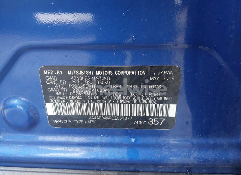 Photo 9 of 2016 Mitsubishi Outlander SPORT 2.4 SE (VIN JA4AR3AW4GZ051872)