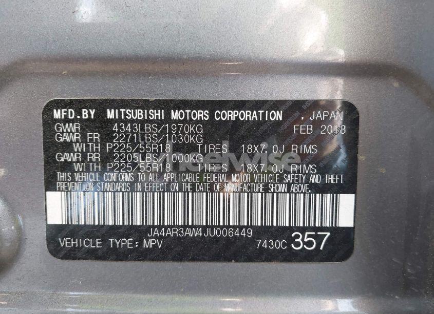 Photo 9 of 2018 Mitsubishi Outlander SPORT 2.4 SE (VIN JA4AR3AW4JU006449)