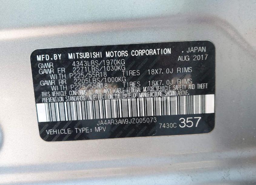 Photo 9 of 2018 Mitsubishi Outlander SPORT 2.4 SE (VIN JA4AR3AW9JZ005073)