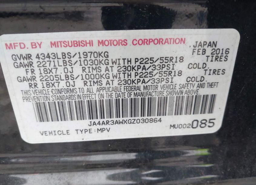 Photo 9 of 2016 Mitsubishi Outlander SPORT 2.4 ES (VIN JA4AR3AWXGZ030864)