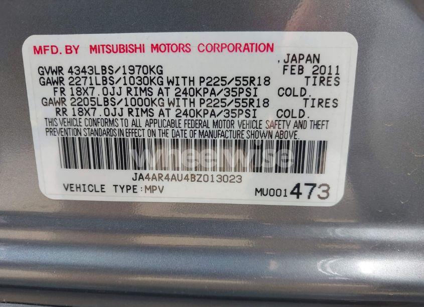 Photo 9 of 2011 Mitsubishi Outlander SPORT SE (VIN JA4AR4AU4BZ013023)