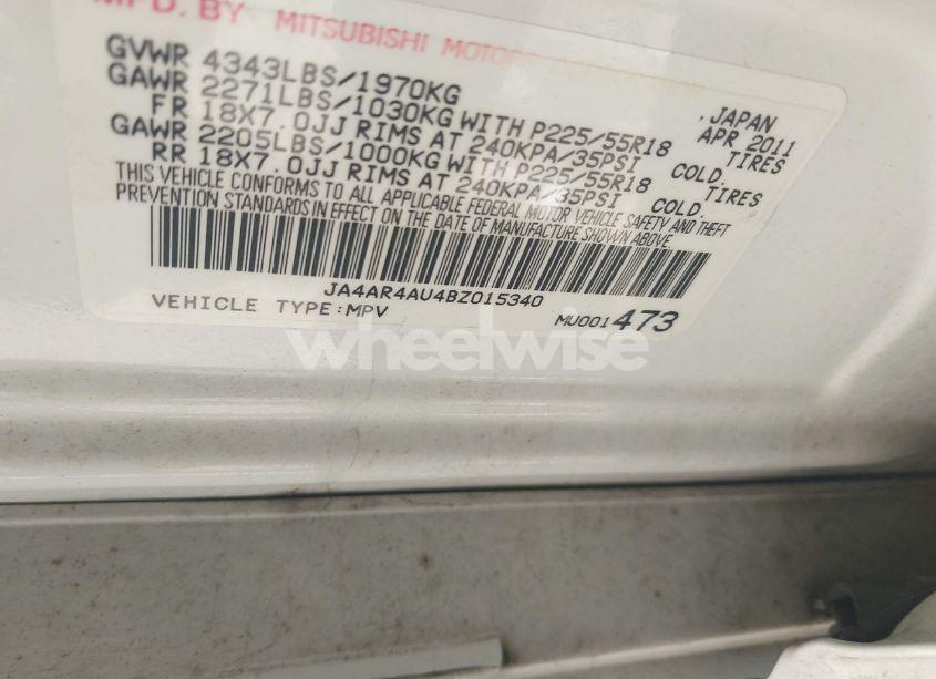 Photo 9 of 2011 Mitsubishi Outlander SPORT SE (VIN JA4AR4AU4BZ015340)