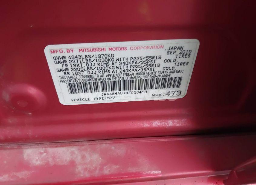 Photo 9 of 2011 Mitsubishi Outlander SPORT SE (VIN JA4AR4AU7BZ000458)