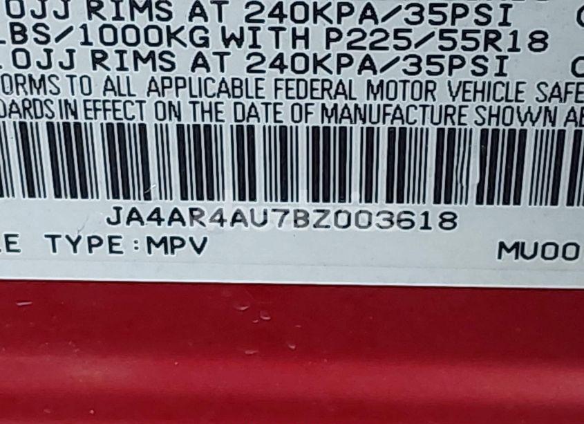 Photo 9 of 2011 Mitsubishi Outlander SPORT SE (VIN JA4AR4AU7BZ003618)