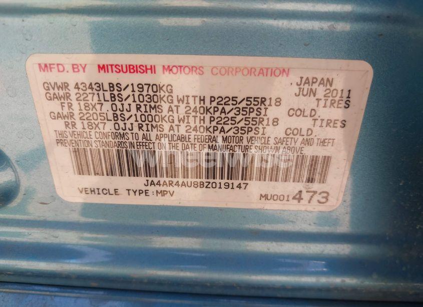 Photo 9 of 2011 Mitsubishi Outlander SPORT SE (VIN JA4AR4AU8BZ019147)