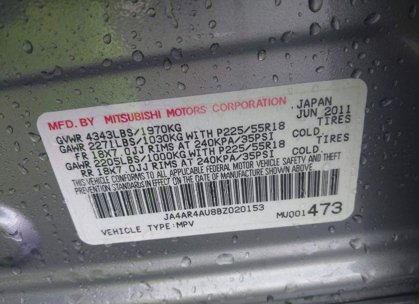 Photo 9 of 2011 Mitsubishi Outlander SPORT SE (VIN JA4AR4AU8BZ020153)